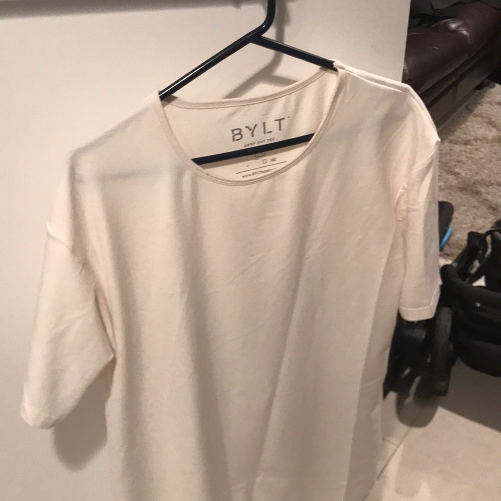 BYLT Off White Dropcut Tee